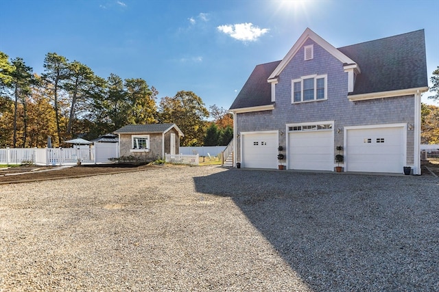 exterior space with a garage