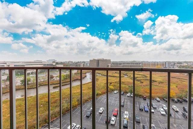 balcony with a view of city