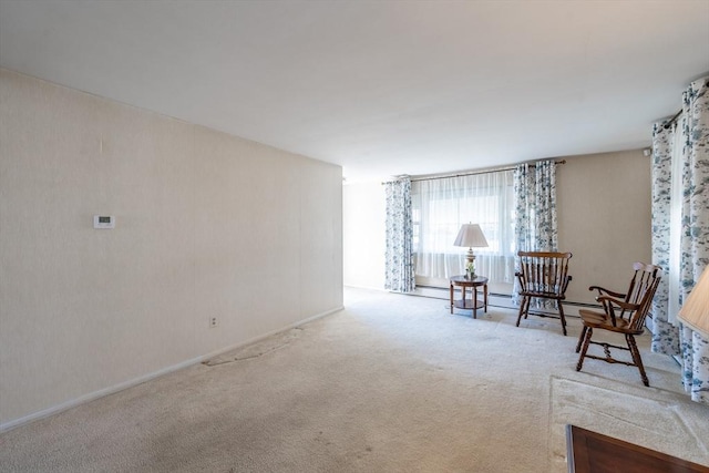 sitting room featuring carpet floors