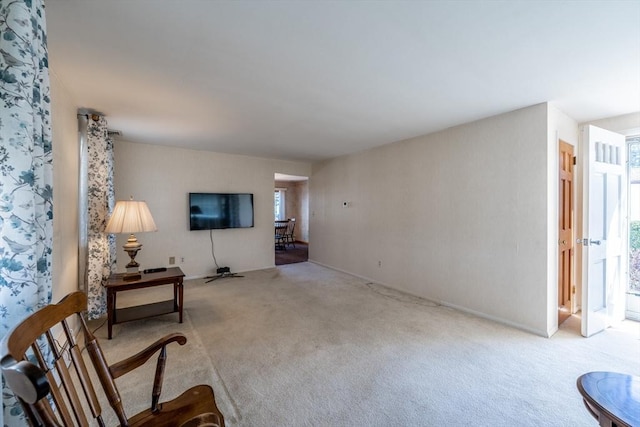 living room with carpet and a healthy amount of sunlight