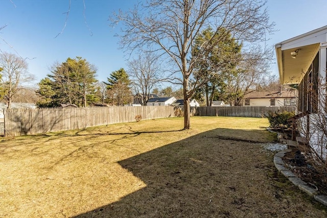 view of yard featuring a fenced backyard