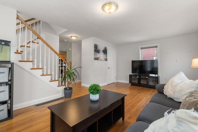 living room featuring light hardwood / wood-style flooring