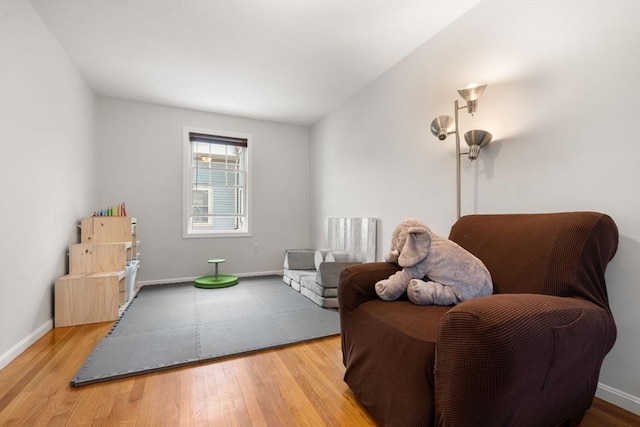 living area featuring light hardwood / wood-style flooring