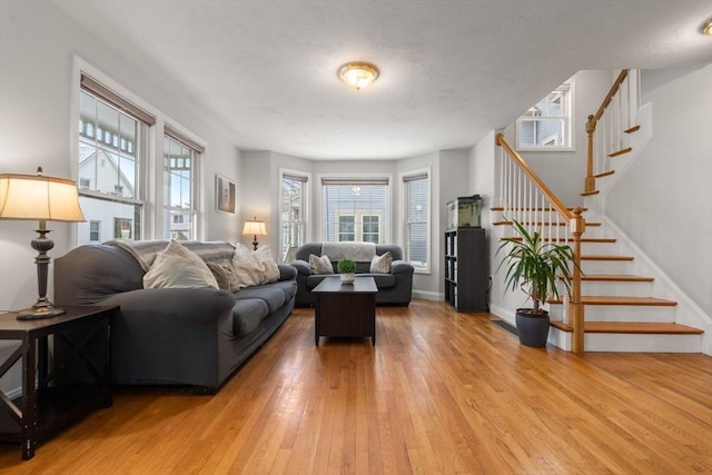 living room with light wood-type flooring