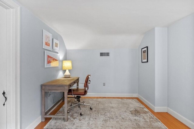 114 Chestnut St, North Reading, MA 01864 - office space with lofted ceiling, wood finished floors, and baseboards