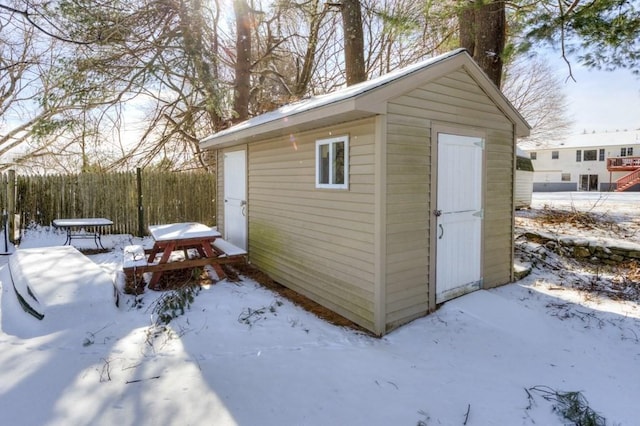 view of snow covered structure