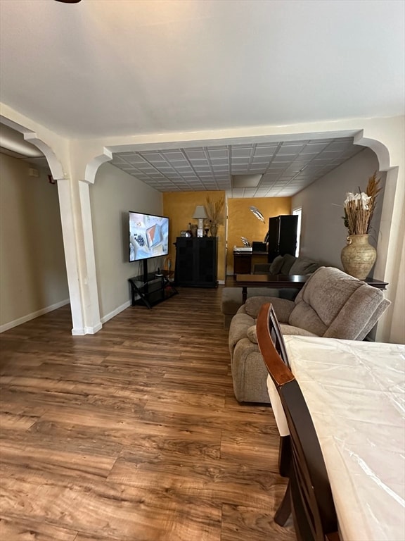 living room with wood-type flooring