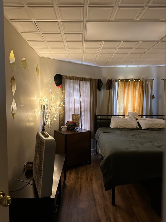 bedroom featuring dark hardwood / wood-style floors