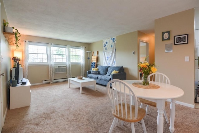 145 Milk St Unit 10, Westborough, MA 01581 - dining space with a baseboard heating unit, light carpet, and cooling unit