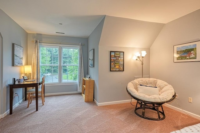 106 Willow Brook Dr Unit 106, Wayland, MA 01778 - sitting room featuring light carpet, an office area, and lofted ceiling