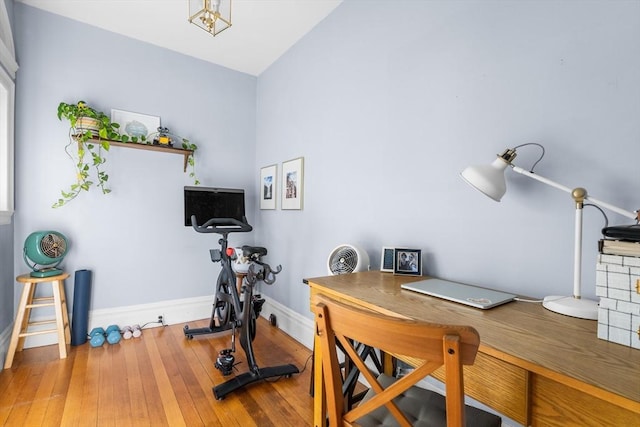 30 Welles Ave Unit 2, Boston, MA 02124 - office space with baseboards, wood finished floors, and lofted ceiling