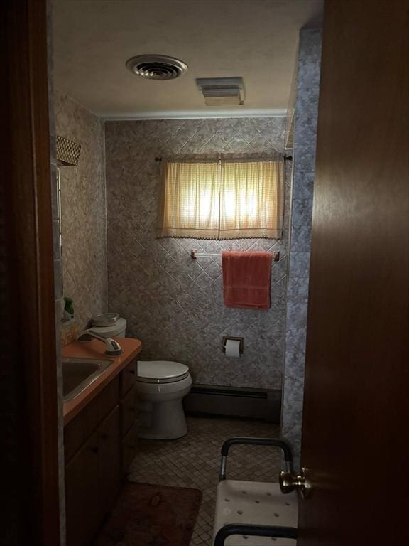 29 Bower Ave, Brockton, MA 02301 - full bath featuring a baseboard radiator, vanity, toilet, and a shower