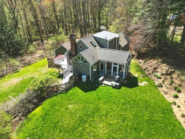 aerial view with a wooded view