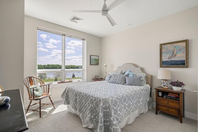 130 Broad Reach Unit 303, Weymouth, MA 02191 - bedroom with light colored carpet, baseboards, and ceiling fan