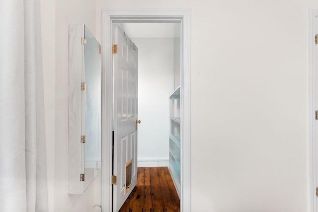 hall featuring dark hardwood / wood-style flooring