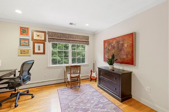 22 Flintlock Rd, Lexington, MA 02420 - office with ornamental molding, light wood finished floors, and recessed lighting