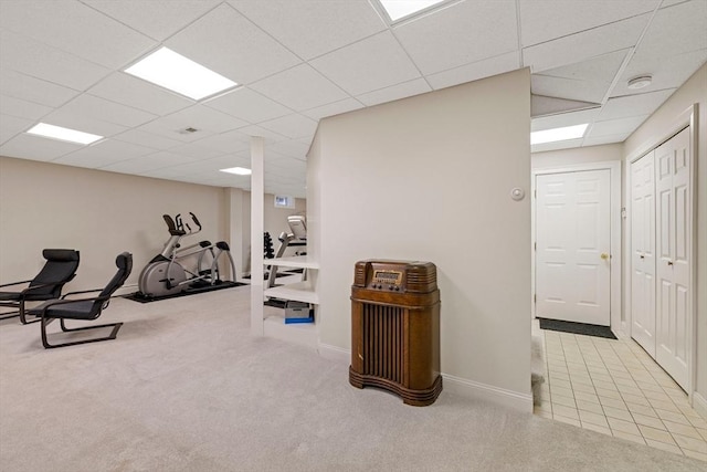 22 Flintlock Rd, Lexington, MA 02420 - workout room with carpet and a paneled ceiling