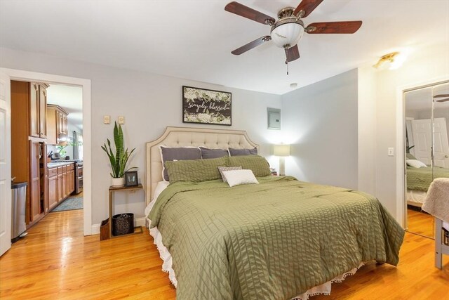 36-38 Priesing St, Boston, MA 02130 - bedroom featuring light wood-style floors, ceiling fan, and baseboards