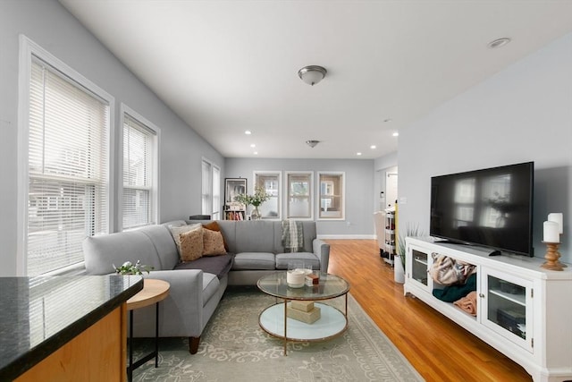 36-38 Priesing St, Boston, MA 02130 - living area with wood finished floors, recessed lighting, and baseboards
