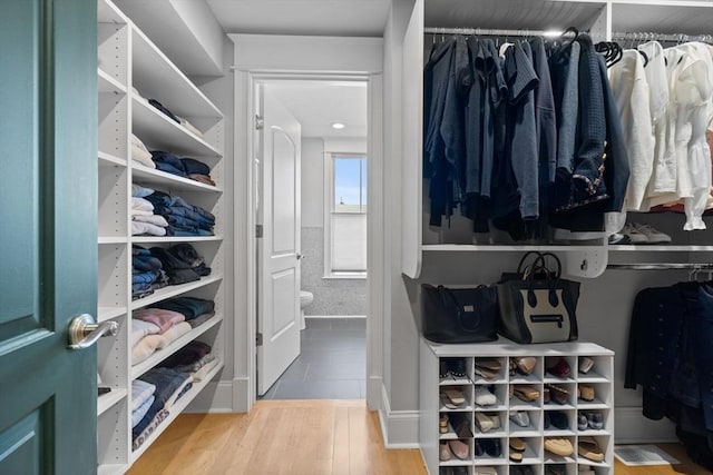 spacious closet with wood finished floors