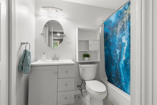 2012 Franklin Crossing Rd Unit 2012, Franklin, MA 02038 - bathroom with vanity, shower / bath combo with shower curtain, and marble look tiles