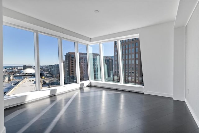 empty room with dark wood-type flooring