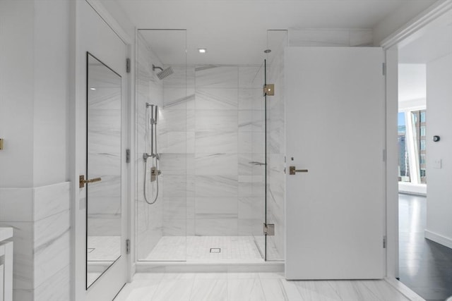 bathroom featuring an enclosed shower