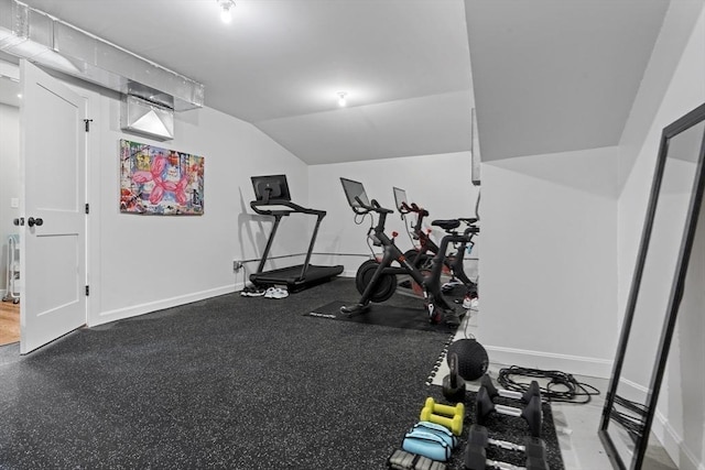 33 Peirce St Unit 1, Waltham, MA 02453 - workout area featuring baseboards and vaulted ceiling