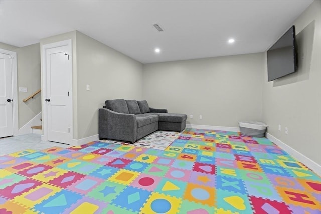 33 Peirce St Unit 1, Waltham, MA 02453 - game room featuring recessed lighting, visible vents, and baseboards