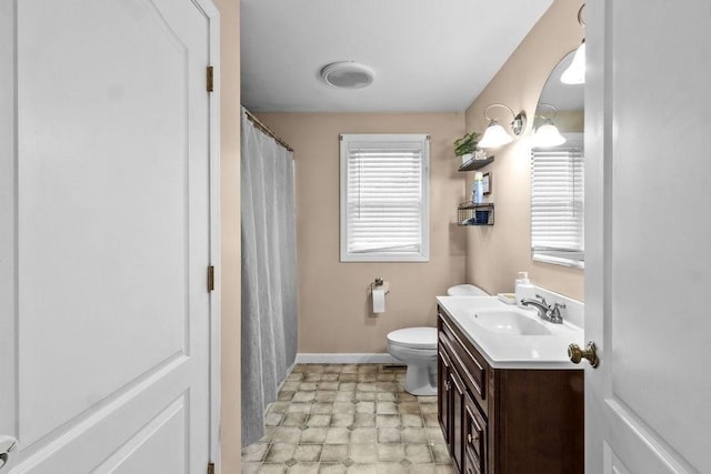 230 Plain, Taunton, MA 02780 - full bath with baseboards, vanity, toilet, and a shower with shower curtain