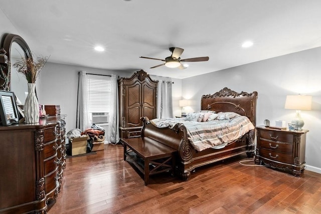 230 Plain, Taunton, MA 02780 - bedroom with dark wood-type flooring, recessed lighting, ceiling fan, and cooling unit