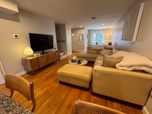 living room with wood-type flooring