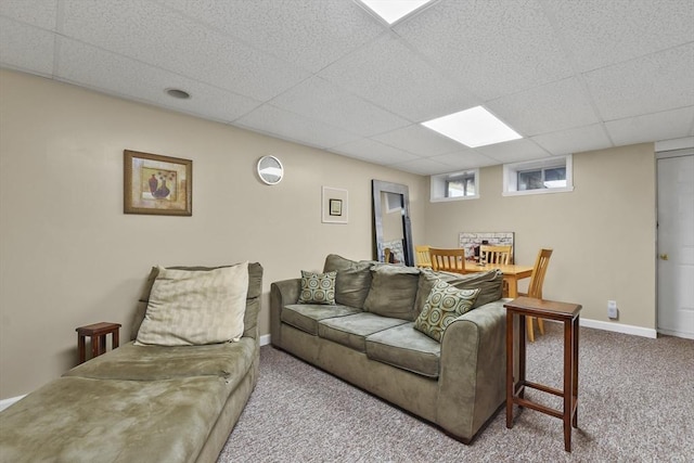 5239 N Main St Unit 7, Fall River, MA 02720 - living room featuring carpet floors, baseboards, and a paneled ceiling
