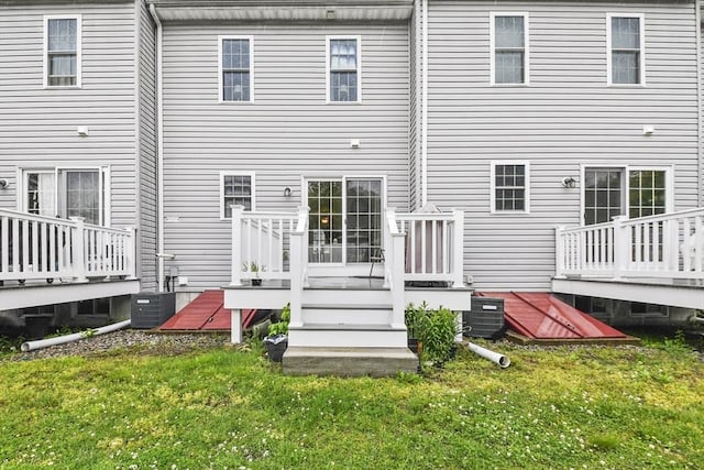 5239 N Main St Unit 7, Fall River, MA 02720 - back of house featuring a deck, a yard, and cooling unit