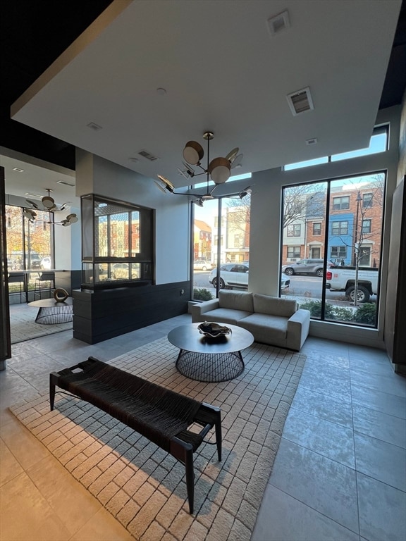 view of tiled living room