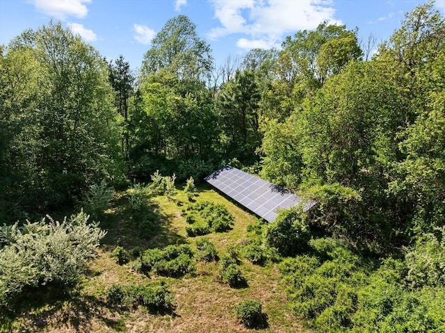 aerial view of a heavily wooded area