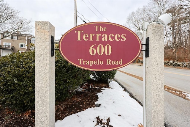 view of community sign