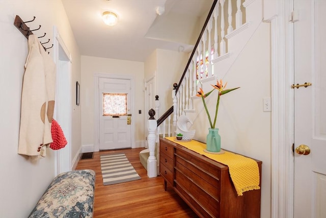 doorway to outside with light hardwood / wood-style floors