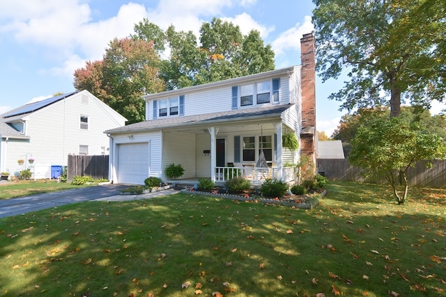 view of front property featuring a porch and a front lawn