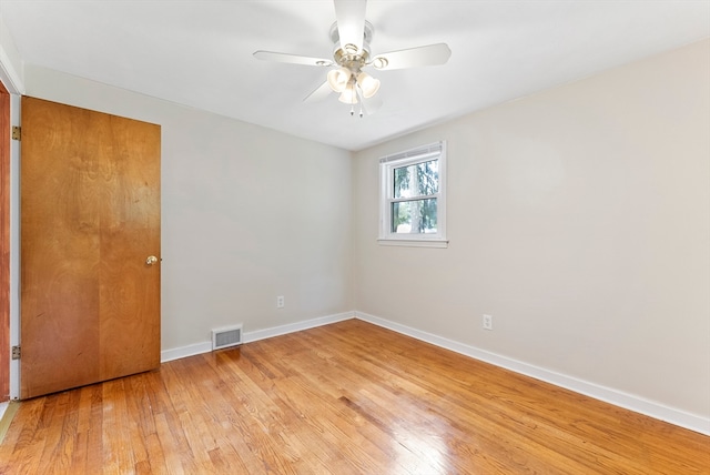 interior space featuring ceiling fan and light hardwood / wood-style flooring