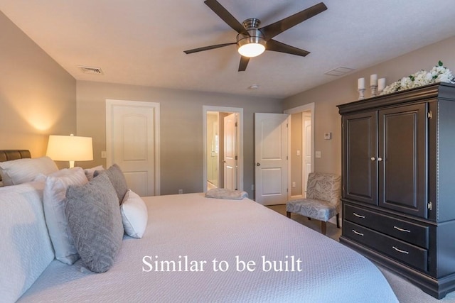 bedroom featuring ceiling fan