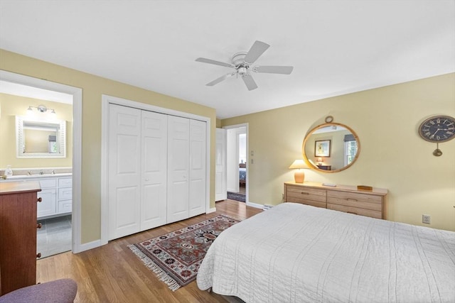 21 Gramps Way, Chatham, MA 02659 - bedroom with wood finished floors, a closet, ensuite bathroom, and ceiling fan