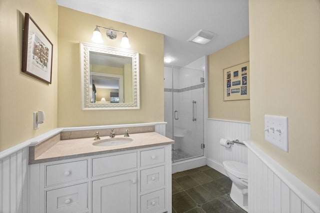 21 Gramps Way, Chatham, MA 02659 - full bathroom featuring wainscoting, vanity, and a stall shower