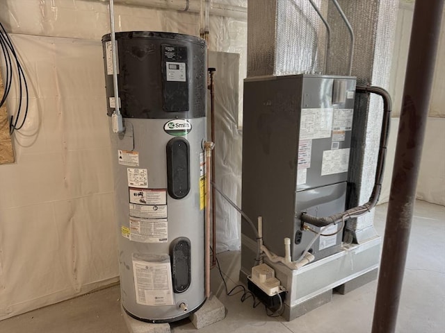 utility room with hybrid water heater