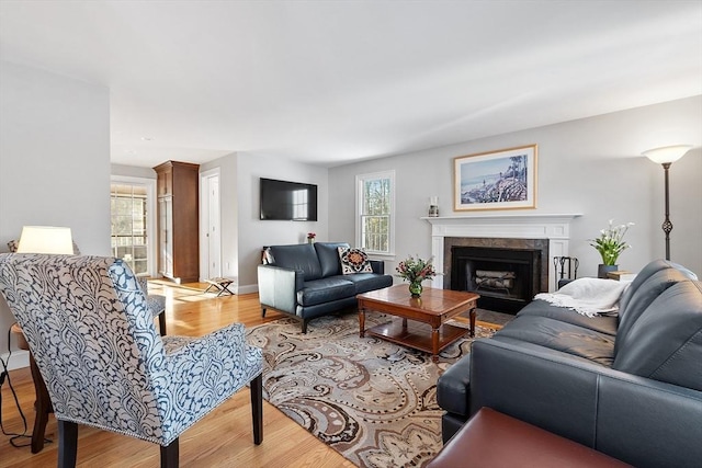 living room featuring light hardwood / wood-style flooring