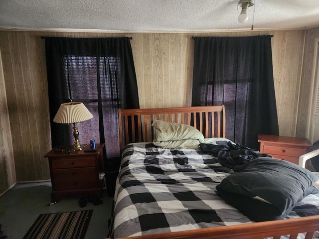 18 Central St, Ashburnham, MA 01430 - bedroom featuring wooden walls and a textured ceiling
