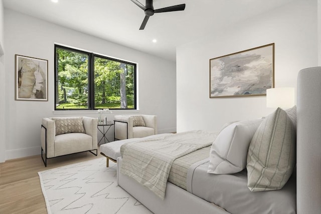 17 Prospect Hill Rd, Lexington, MA 02420 - bedroom with wood finished floors, baseboards, recessed lighting, and a ceiling fan