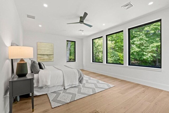 17 Prospect Hill Rd, Lexington, MA 02420 - bedroom featuring baseboards, wood finished floors, recessed lighting, and ceiling fan