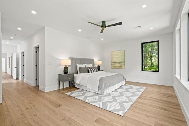 17 Prospect Hill Rd, Lexington, MA 02420 - bedroom featuring light wood-style floors, recessed lighting, baseboards, and a ceiling fan