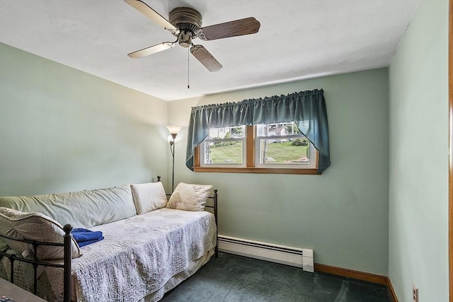 8 Janis Ter, Woburn, MA 01801 - carpeted bedroom featuring a baseboard radiator and a ceiling fan